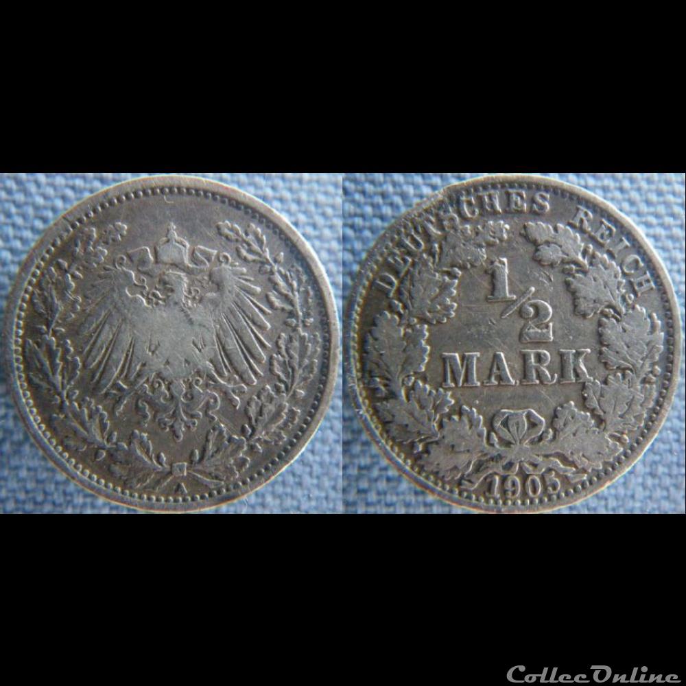 monnaie monde allemagne 1 2 mark 1905 a