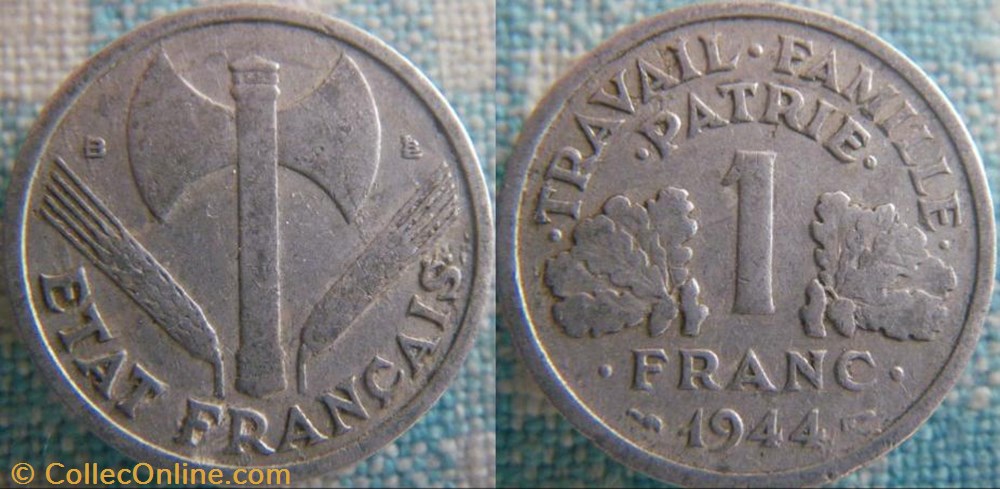1 Franc 1944 B monnaie france moderne 1 franc 1944 b