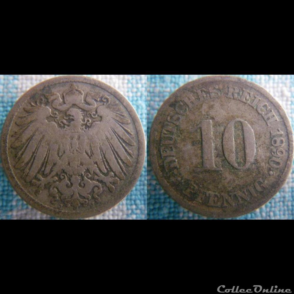 10 pfennig 1890 J monnaie monde allemagne 10 pfennig 1890 j