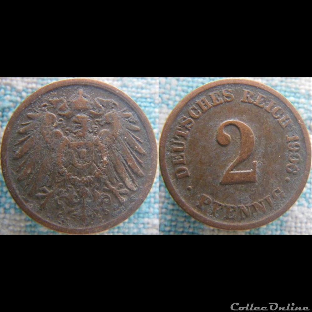 2 pfennig 1906 J monnaie monde allemagne 2 pfennig 1906 j