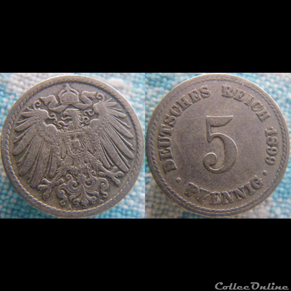 5 pfennig 1899 A monnaie monde allemagne 5 pfennig 1899 a