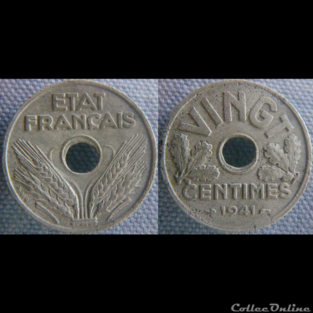20 Centimes 1941 monnaie france moderne 20 centimes 1941