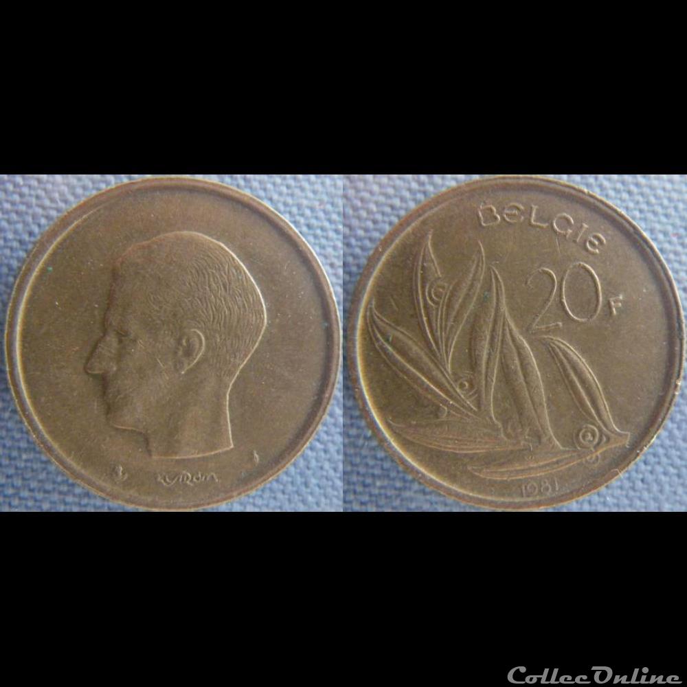 20 Francs 1981 fl monnaie monde belgique 20 francs 1981 fl
