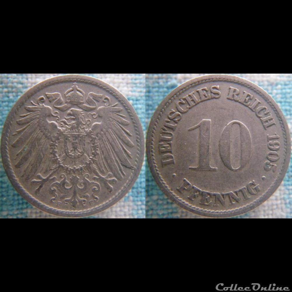 10 pfennig 1905 F monnaie monde allemagne 10 pfennig 1905 f