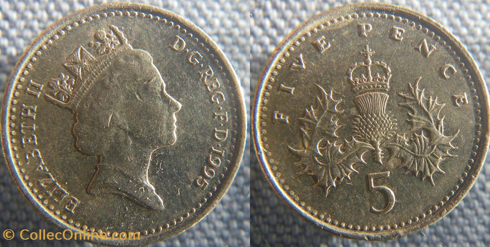 5 Pence 1995 monnaie monde royaume uni 5 pence 1995