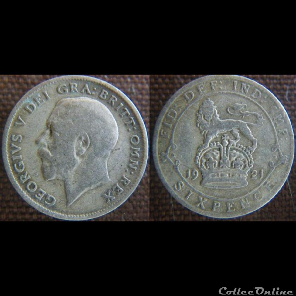 6 Pence 1921 monnaie monde royaume uni 6 pence 1921