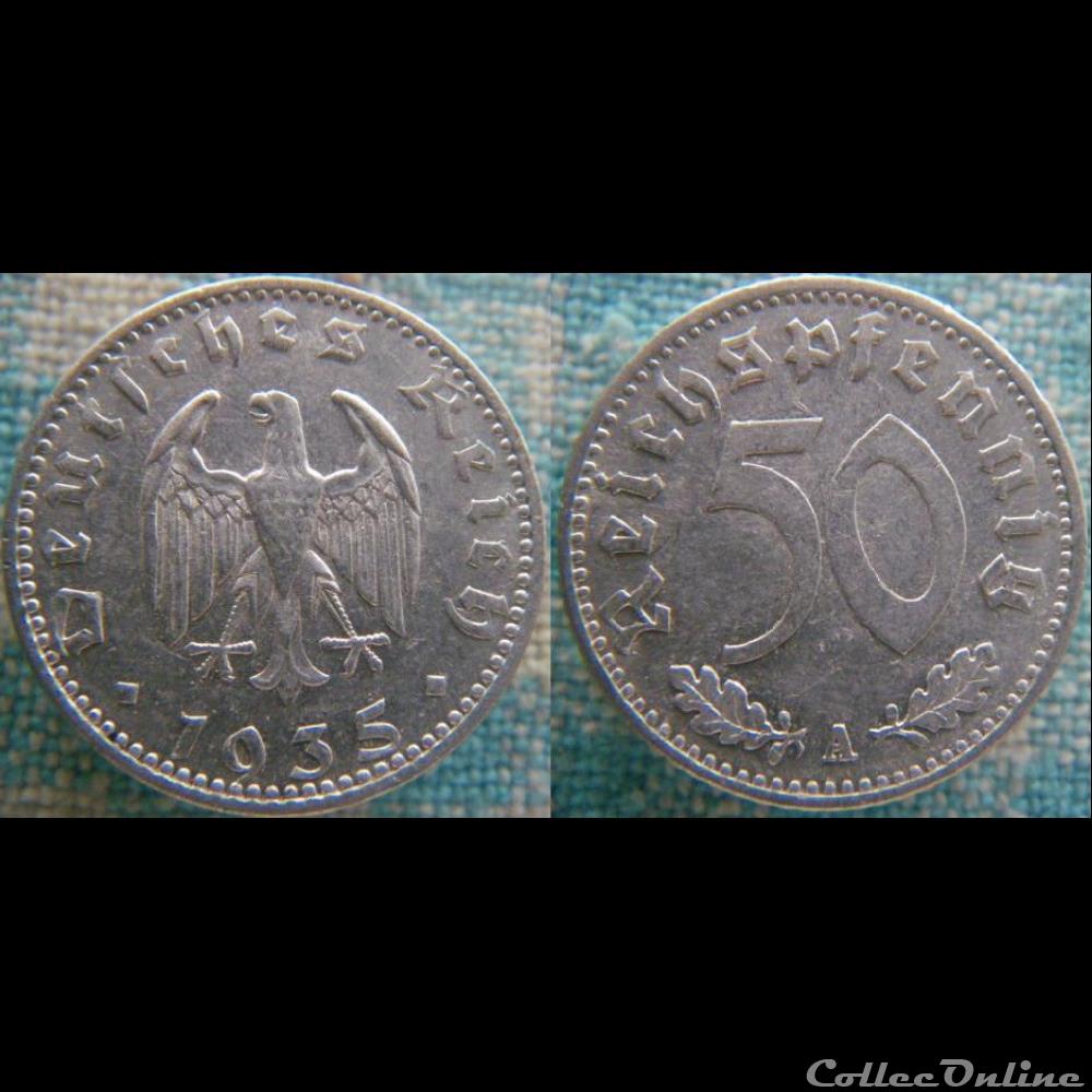 monnaie monde allemagne 50 reichspfennig 1935 a