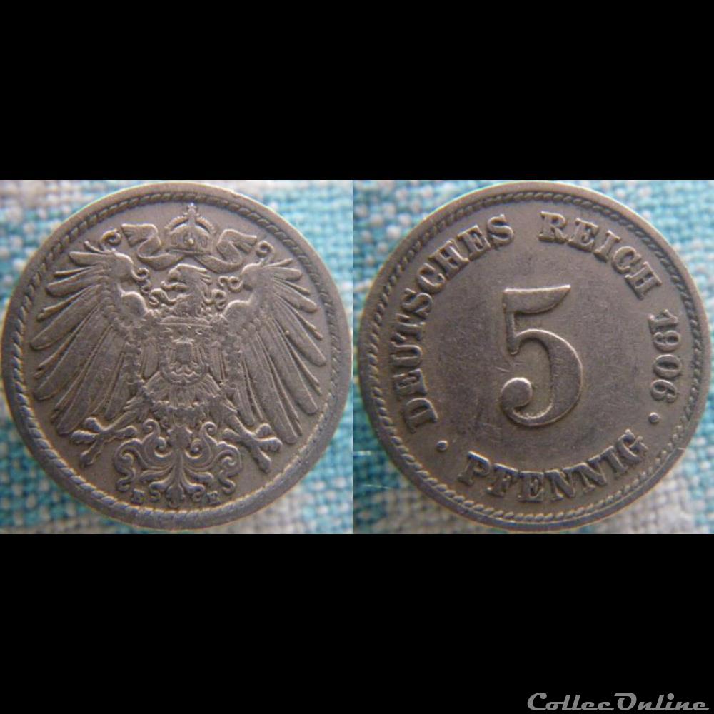 5 pfennig 1906 E monnaie monde allemagne 5 pfennig 1906 e