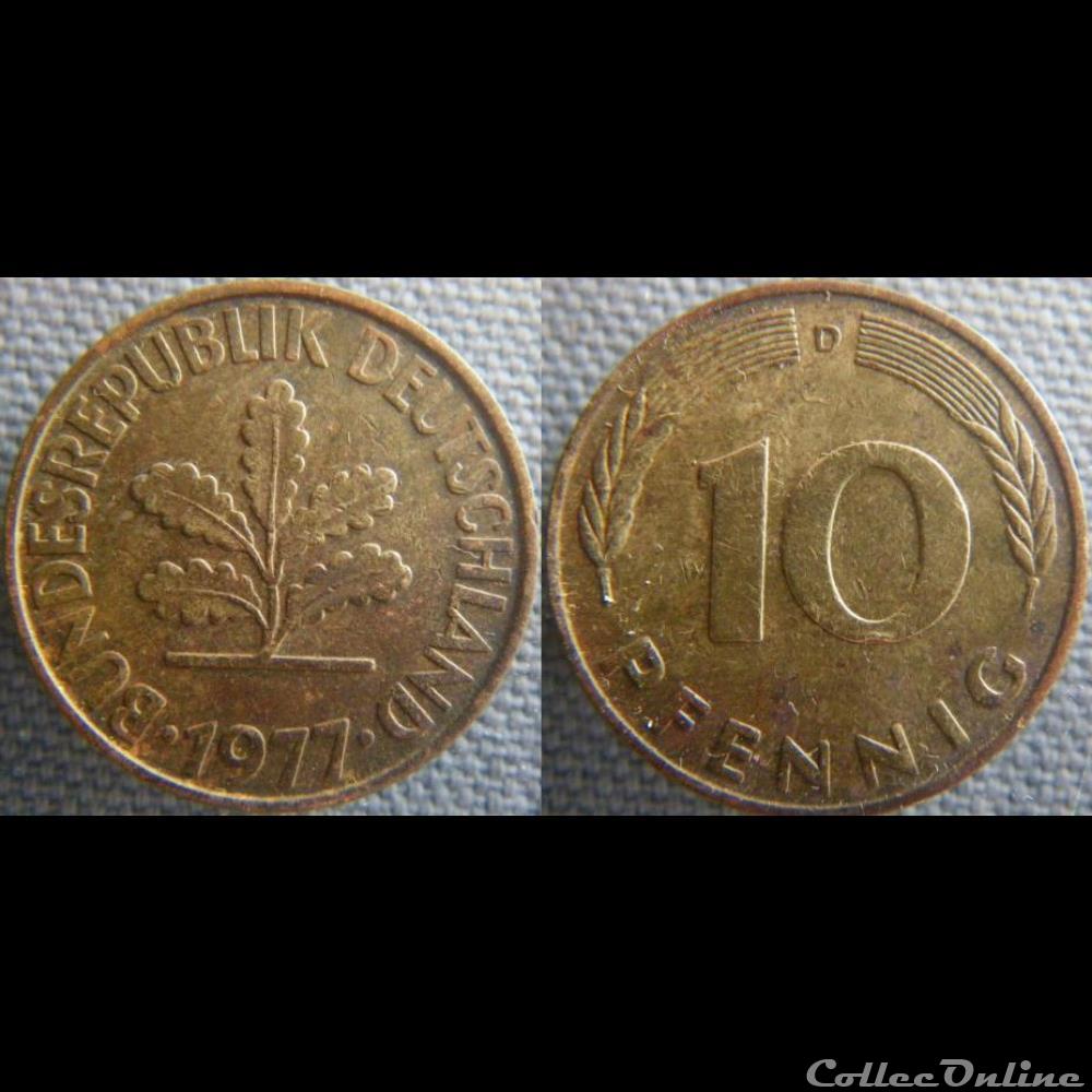 10 Pfennig 1977 D monnaie monde allemagne 10 pfennig 1977 d