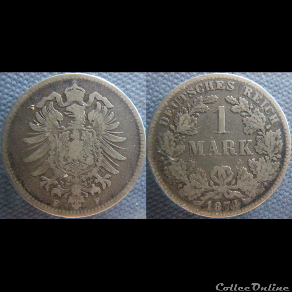 1 mark 1874 F monnaie monde allemagne 1 mark 1874 f