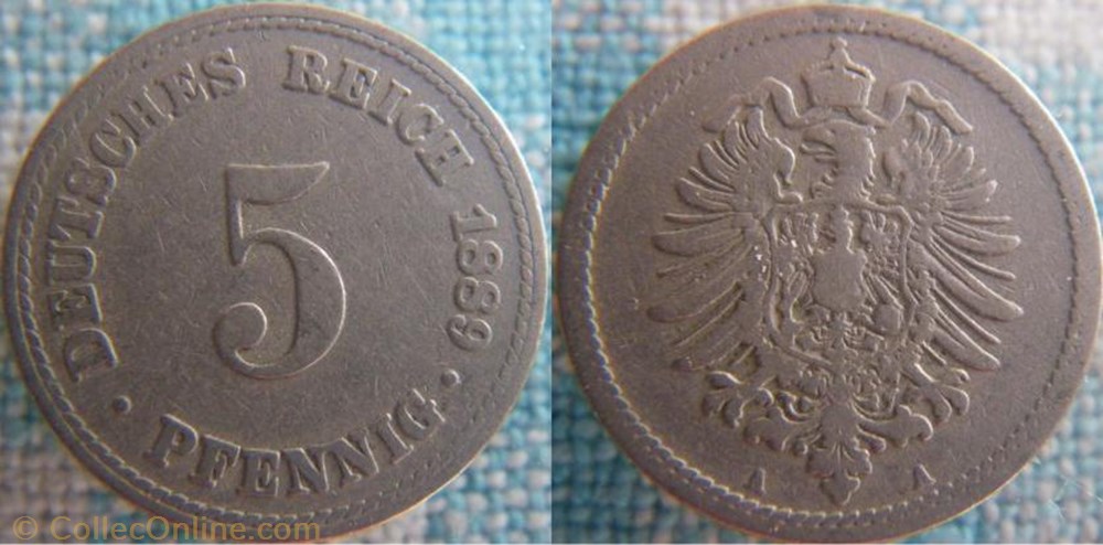 5 pfennig 1889 A monnaie monde allemagne 5 pfennig 1889 a