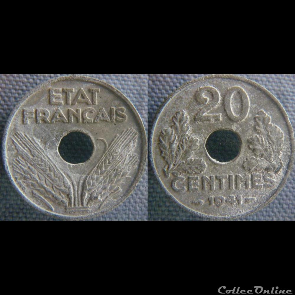 20 Centimes 1941 monnaie france moderne 20 centimes 1941