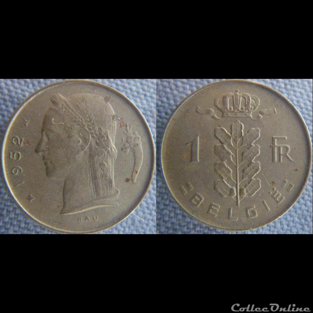 1 Franc 1952 fl monnaie monde belgique 1 franc 1952 fl