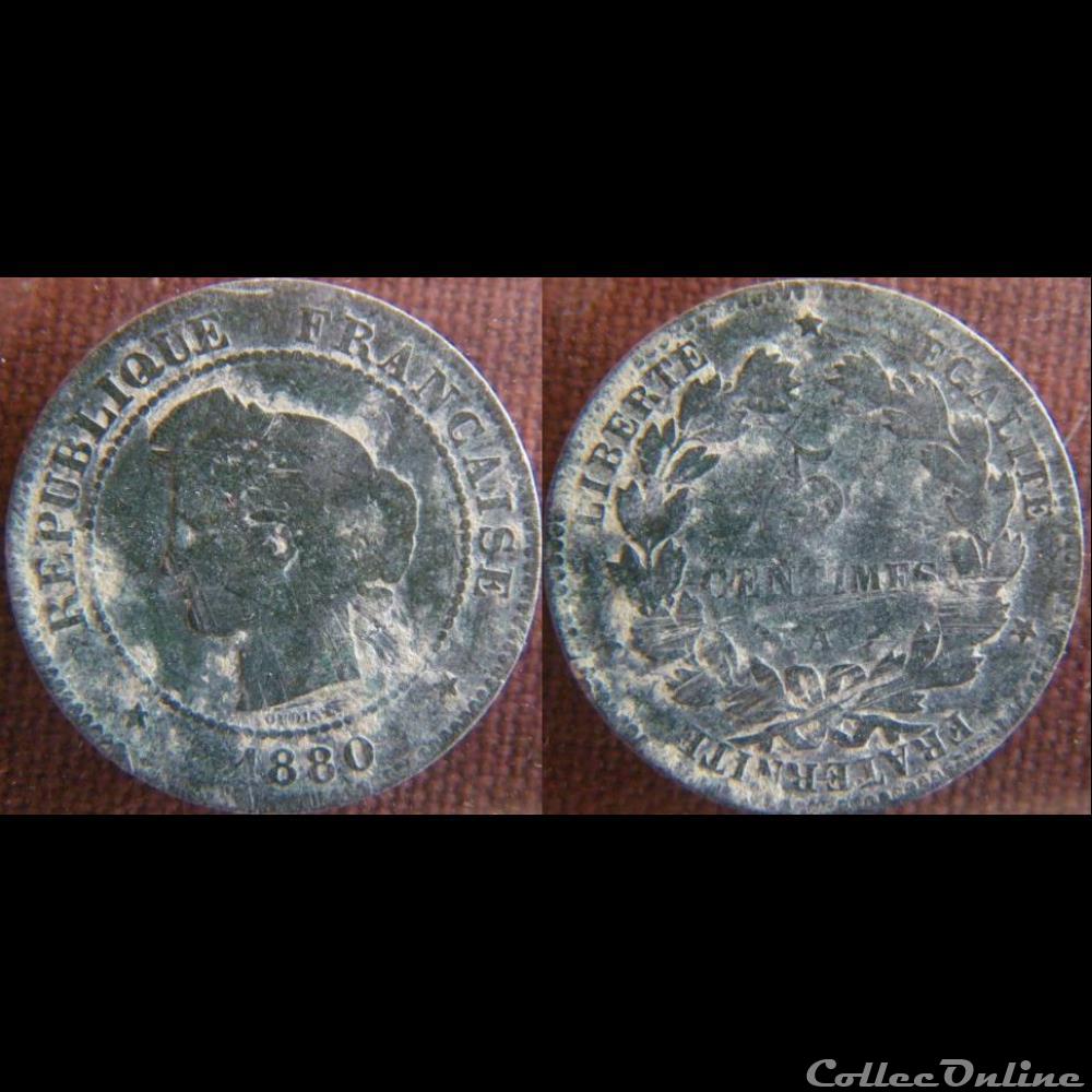 5 Centimes 1880 A monnaie france moderne 5 centimes 1880 a