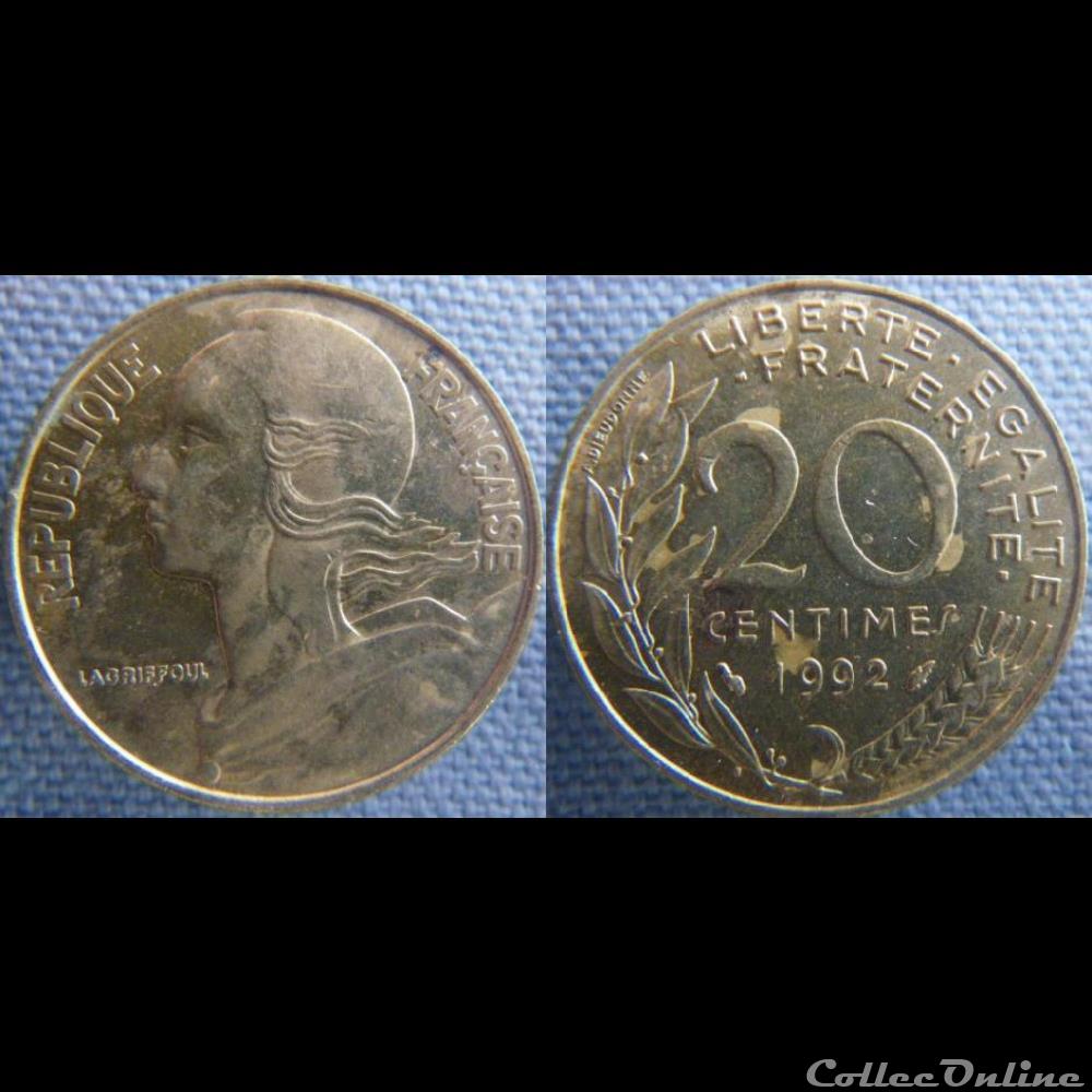 20 Centimes 1992 monnaie france moderne 20 centimes 1992