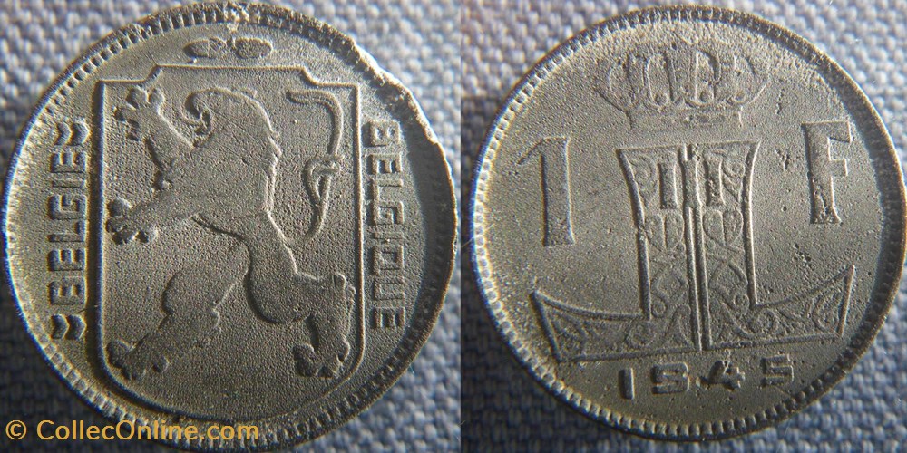 1 Franc 1945 FL - FR monnaie monde belgique 1 franc 1945 fl fr