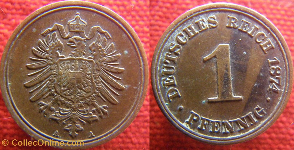 1 pfennig 1874 A monnaies monde allemagne 1 pfennig 1874 a