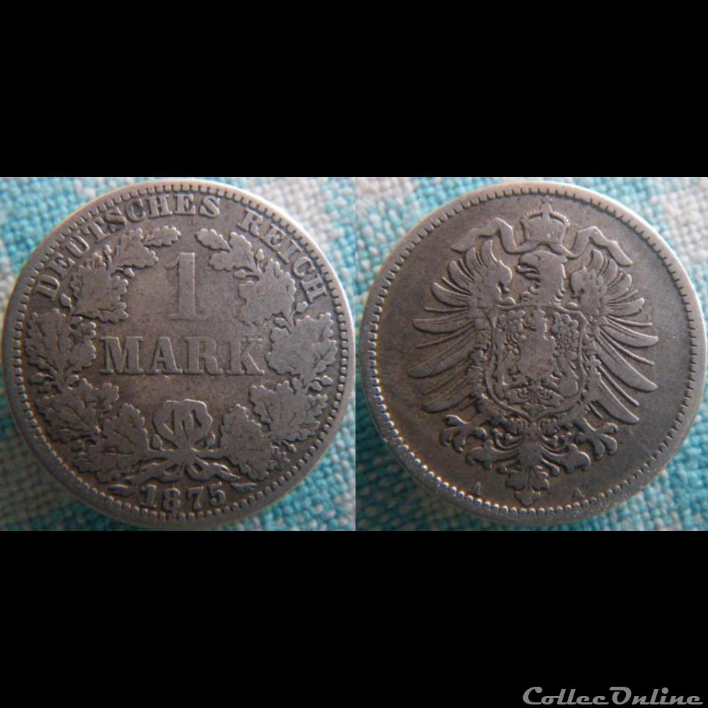 1 mark 1875 A monnaie monde allemagne 1 mark 1875 a