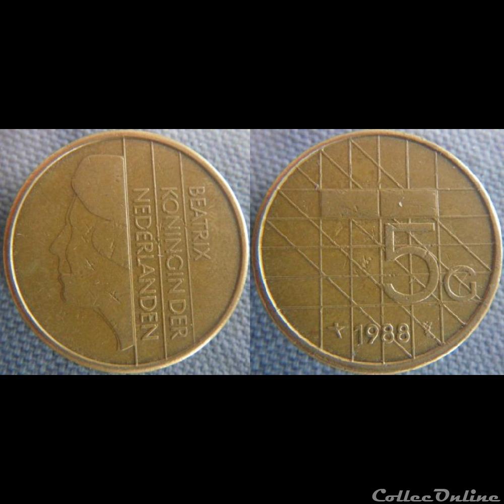 monnaie monde pay ba 5 gulden 1988