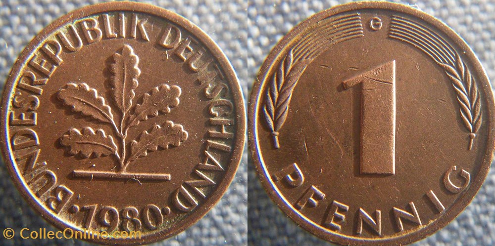 monnaie monde allemagne 1 pfennig 1980 g