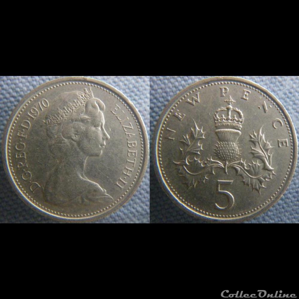 5 New Pence 1970 monnaie monde royaume uni 5 new pence 1970