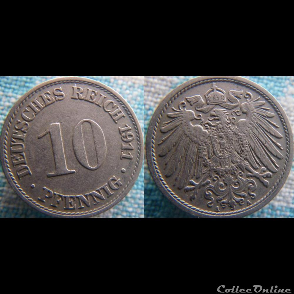 monnaie monde allemagne 10 pfennig 1911 a