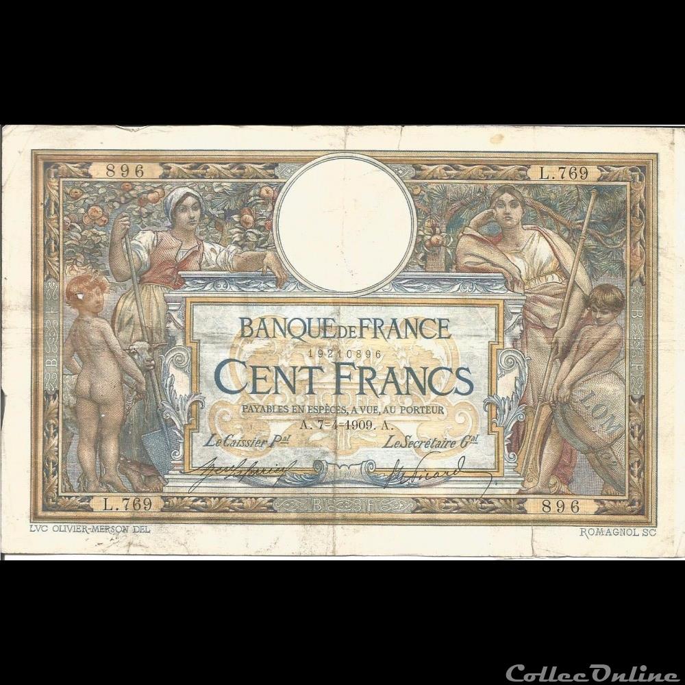 07-04-1909 -- L.769 896 billet france banque de xxe 07 04 1909 l 769 896