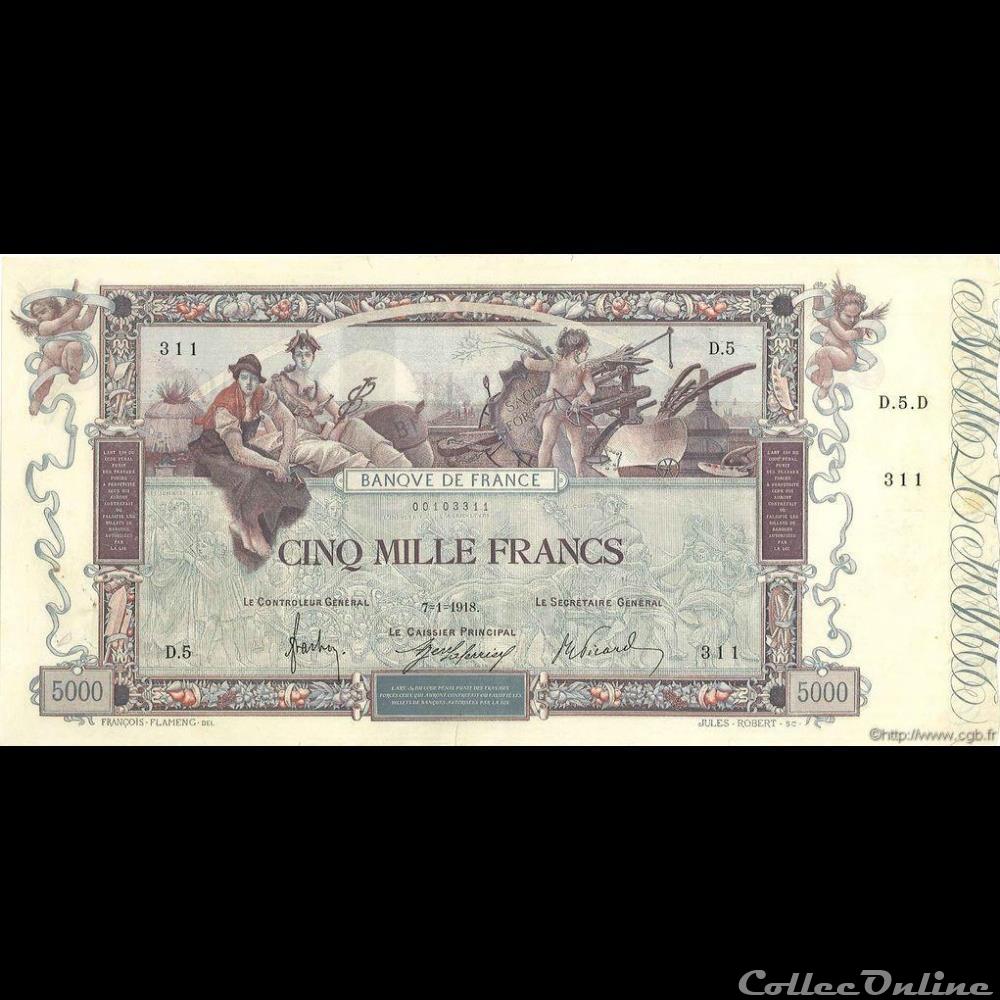 07-01-1918 -- D.5 311 billet france banque de xxe 07 01 1918 d 5 311