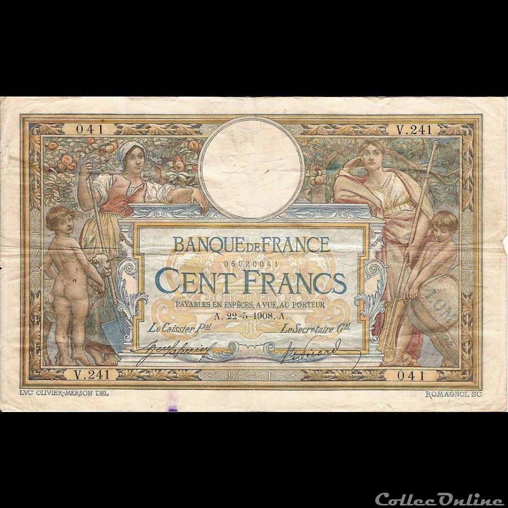 22-05-1908 -- V.241 041 billet france banque de xxe 22 05 1908 v 241 041