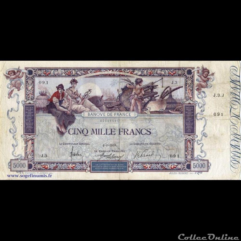04-01-1918 -- J.3 091 billet france banque de xxe 04 01 1918 j 3 091
