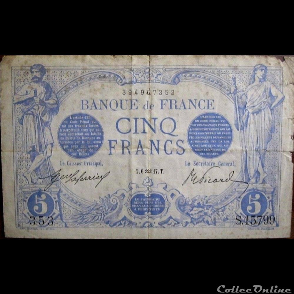 06-01-1917 -- S.15799 353 billet france banque de xxe 06 01 1917 s 15799 353