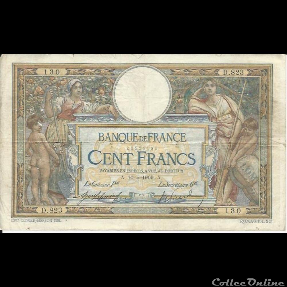 10-05-1909 -- D.823 130 billet france banque de xxe 10 05 1909 d 823 130