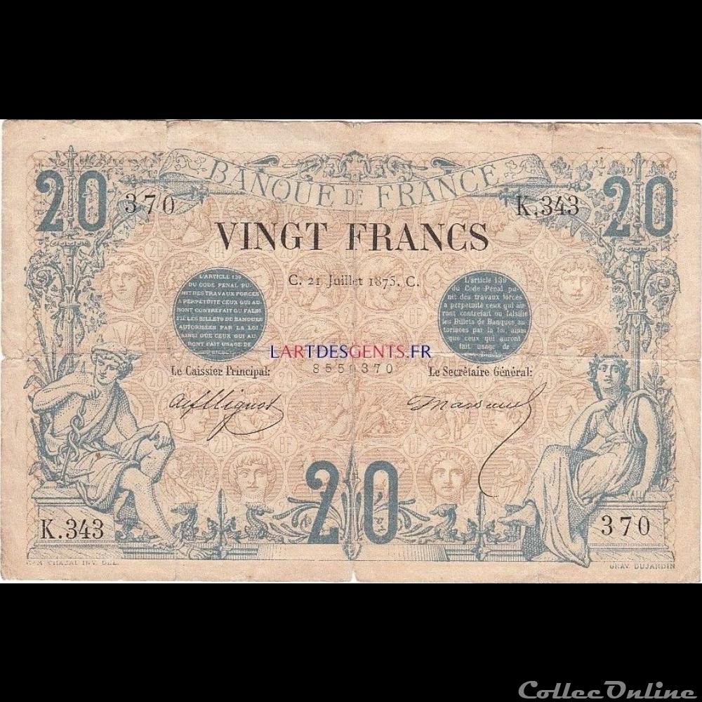 billet france banque de xxe 21 07 1875 k 343 370