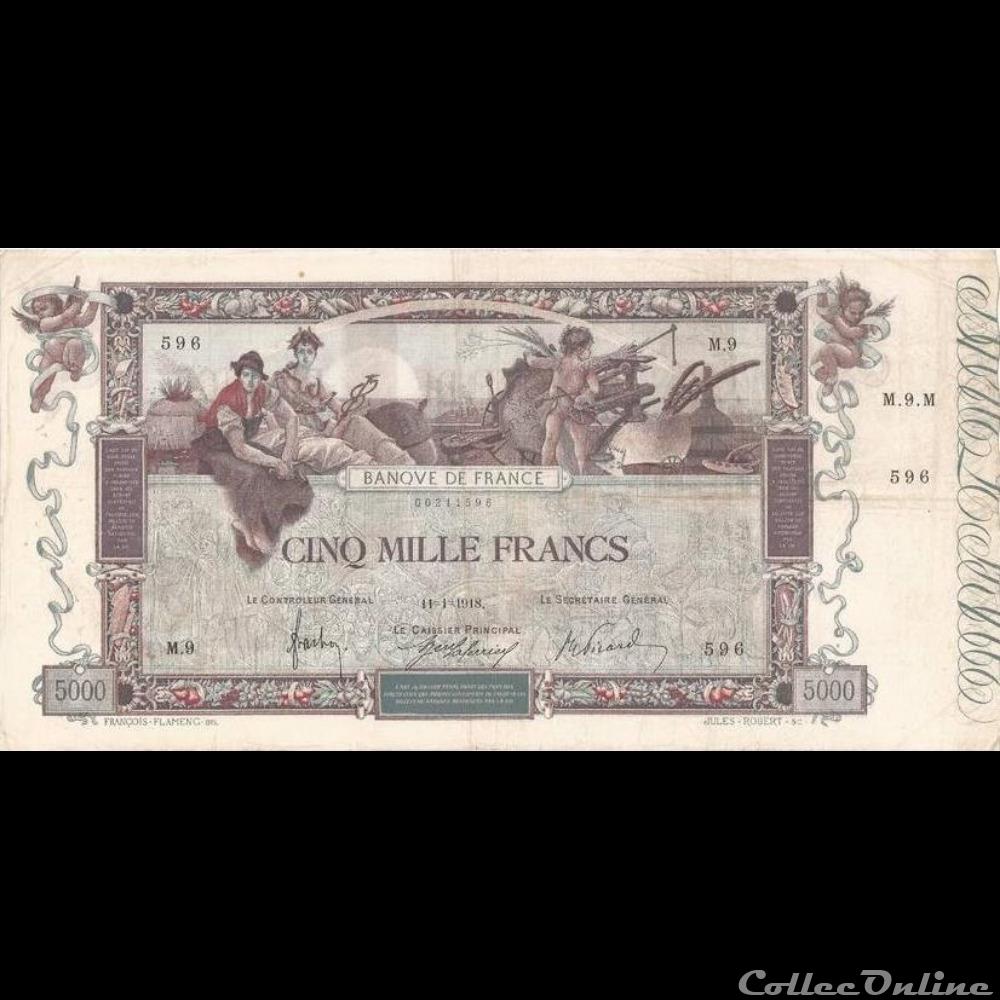 11-01-1918 -- M.9 596 billet france banque de xxe 11 01 1918 m 9 596