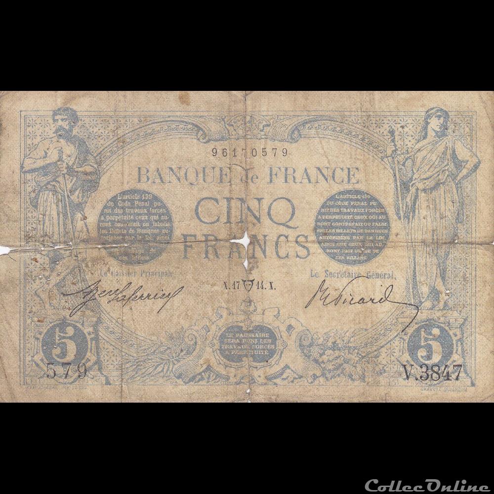 billet france banque de xxe 17 04 1914 v 3847 579
