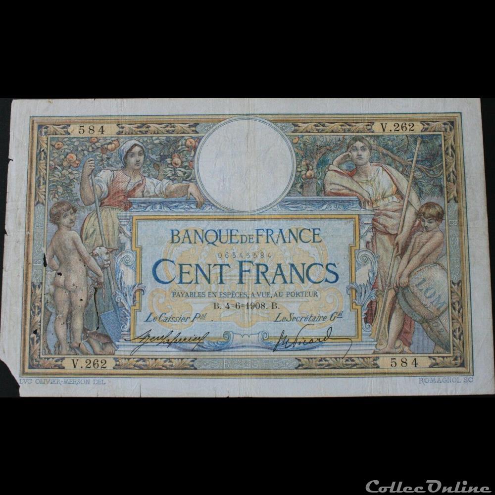 04-06-1908 -- V.262 584 billet france banque de xxe 04 06 1908 v 262 584