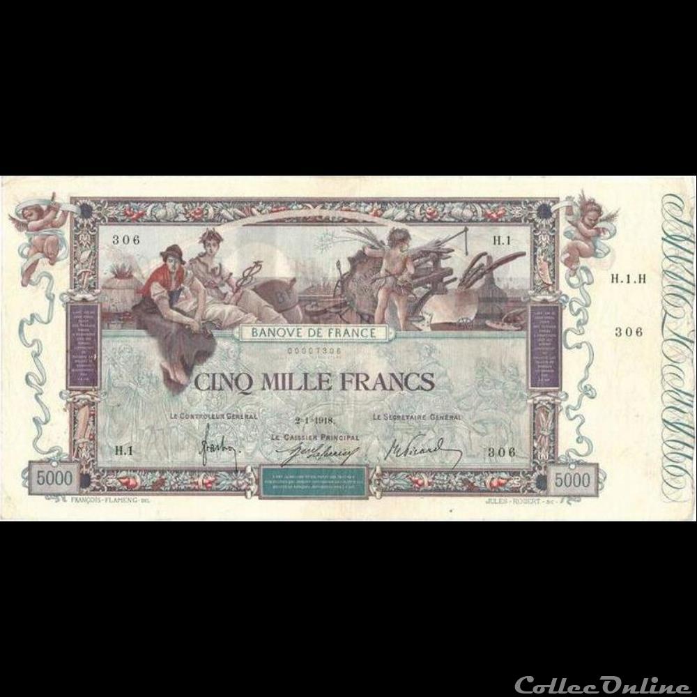 02-01-1918 -- H.1 306 billet france banque de xxe 02 01 1918 h 1 306