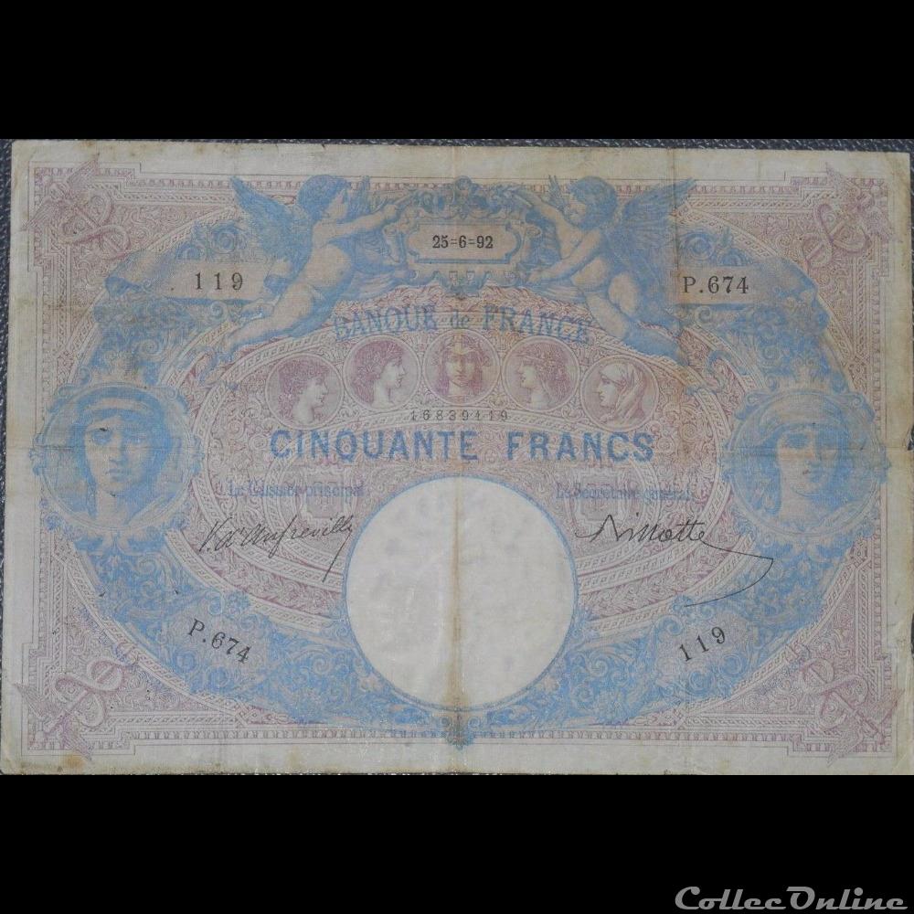 25-06-1892 -- P.674 119 billet france banque de xxe 25 06 1892 p 674 119