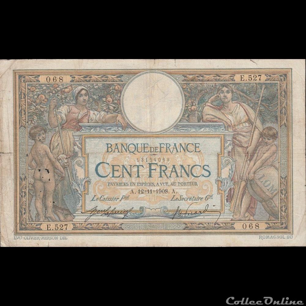 12-11-1908 -- E.527 068 billet france banque de xxe 12 11 1908 e 527 068
