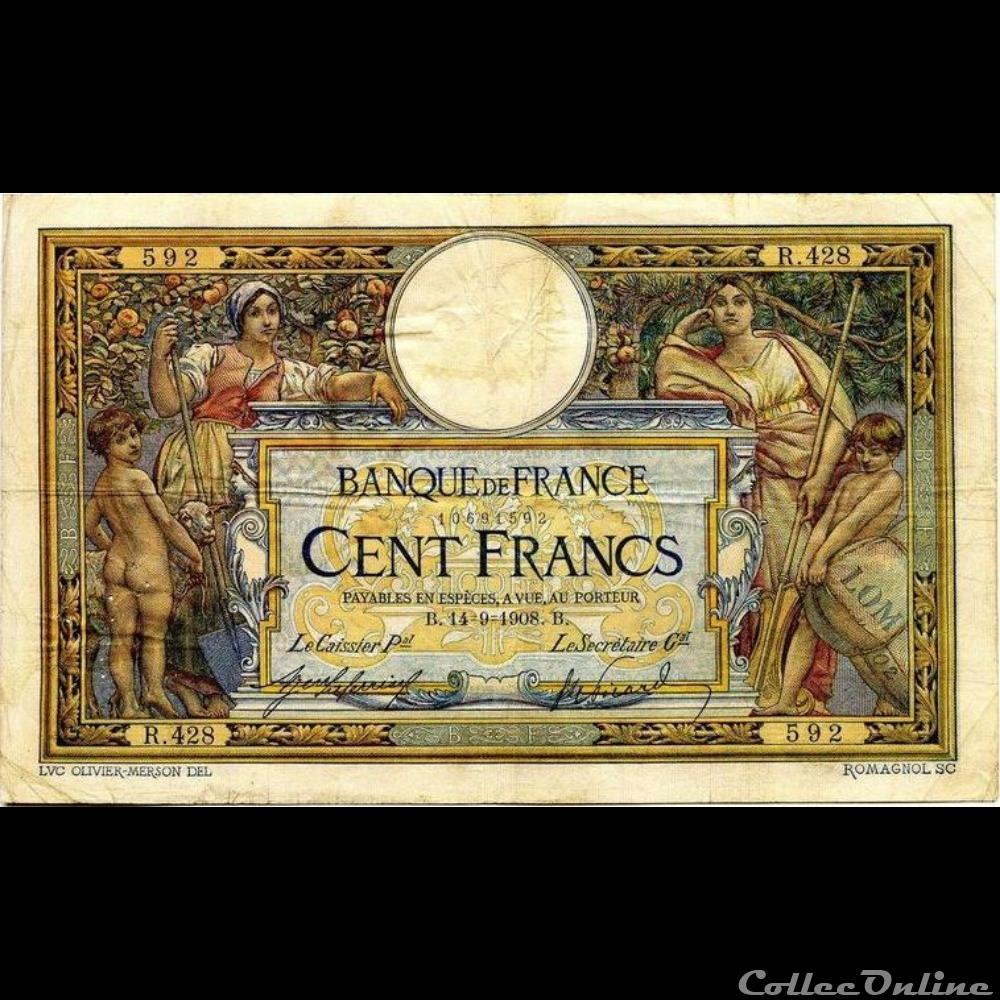 14-09-1908 -- R.428 592 billet france banque de xxe 14 09 1908 r 428 592