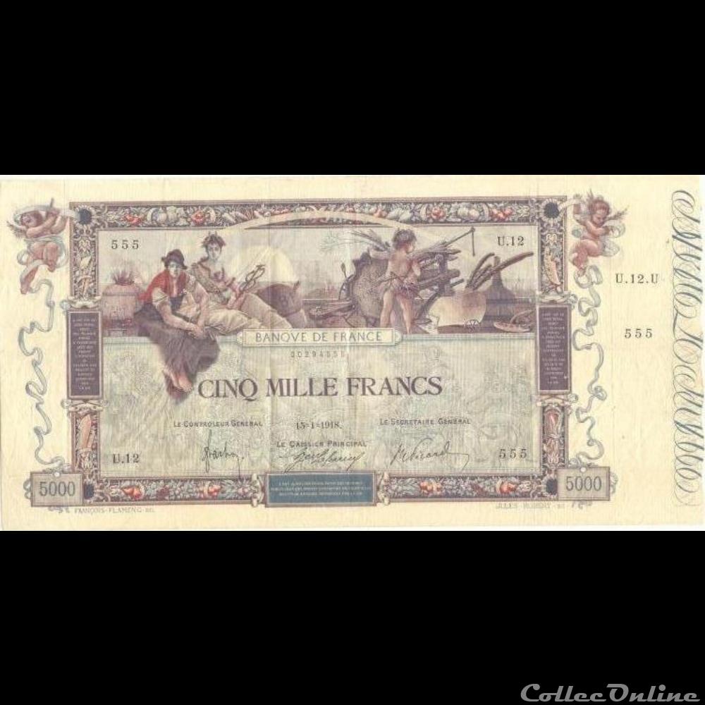 15-01-1918 -- U.12 555 billet france banque de xxe 15 01 1918 u 12 555