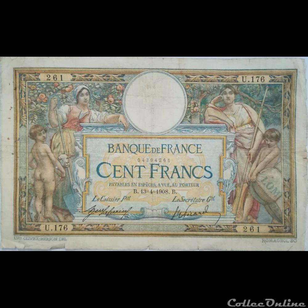 13-04-1908 -- U.176 261 billet france banque de xxe 13 04 1908 u 176 261
