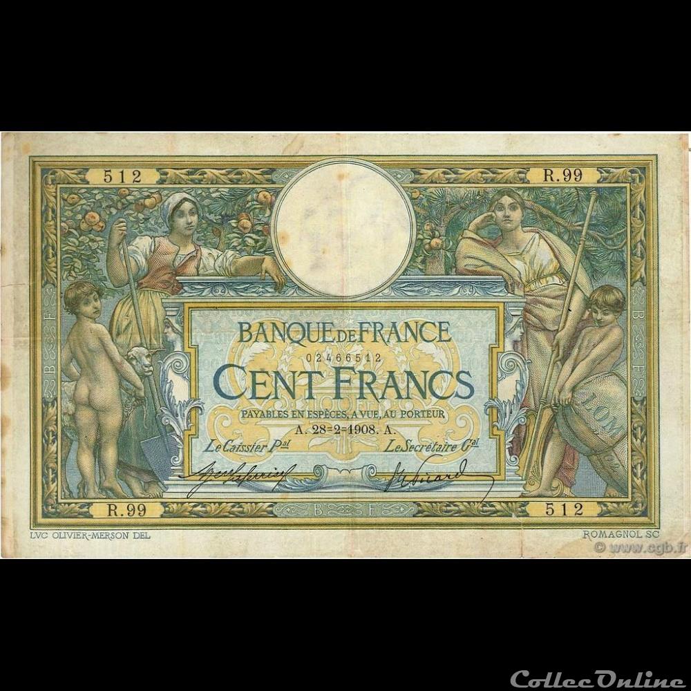 28-02-1908 -- R.99 512 billet france banque de xxe 28 02 1908 r 99 512