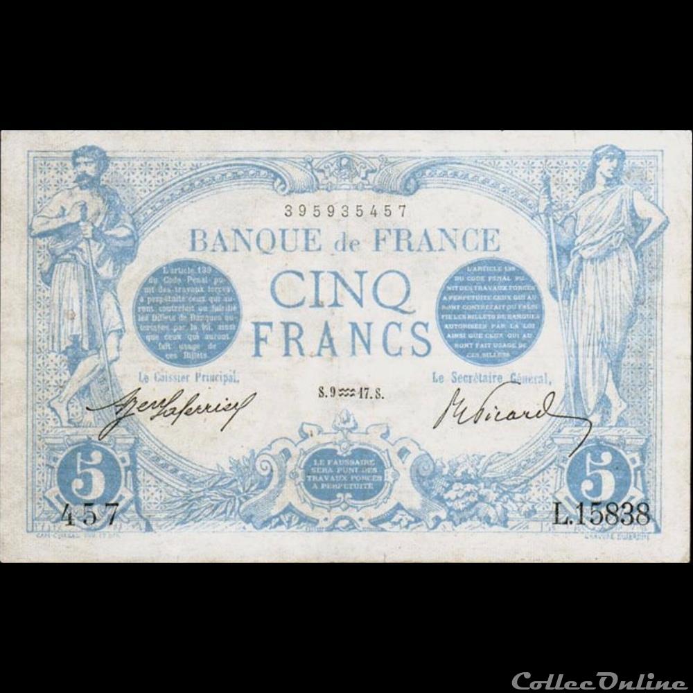 09-01-1917 -- L.15838 457 billet france banque de xxe 09 01 1917 l 15838 457