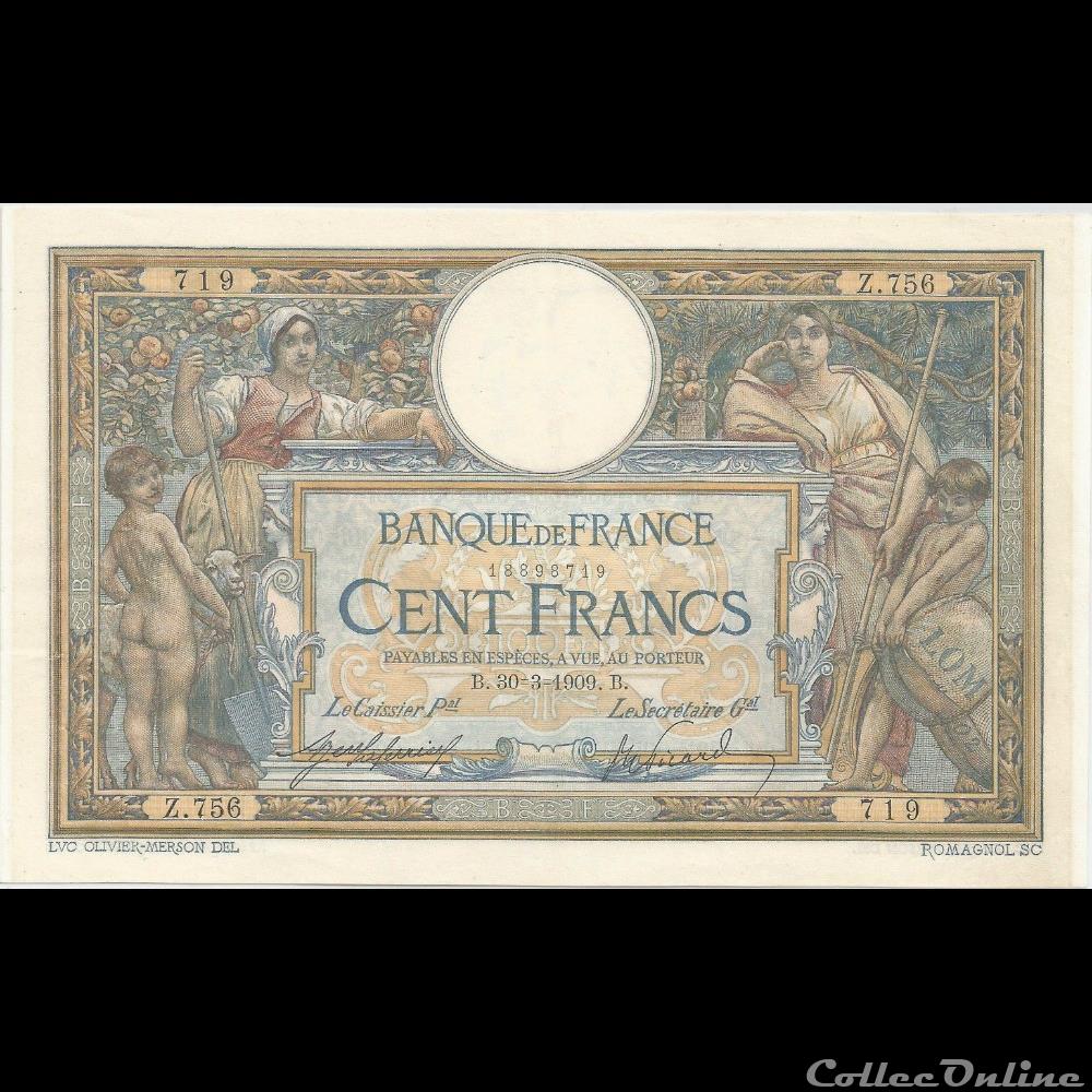 30-03-1909 -- Z.756 719 billet france banque de xxe 30 03 1909 z 756 719