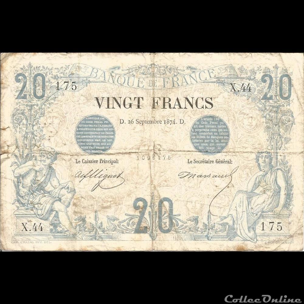 billet france banque de xxe 26 09 1874 x 44 175