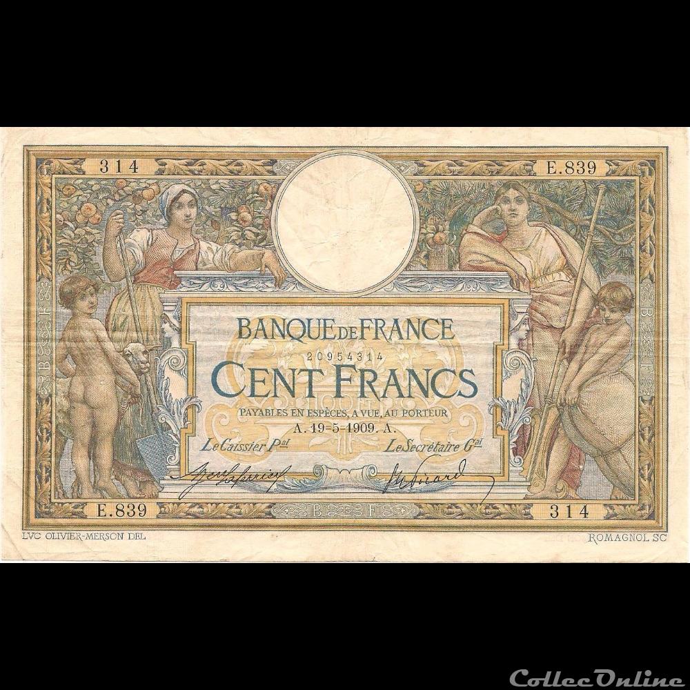19-05-1909 -- E.839 314 billet france banque de xxe 19 05 1909 e 839 314