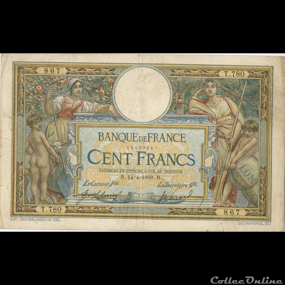 14-04-1909 -- T.780 867 billet france banque de xxe 14 04 1909 t 780 867