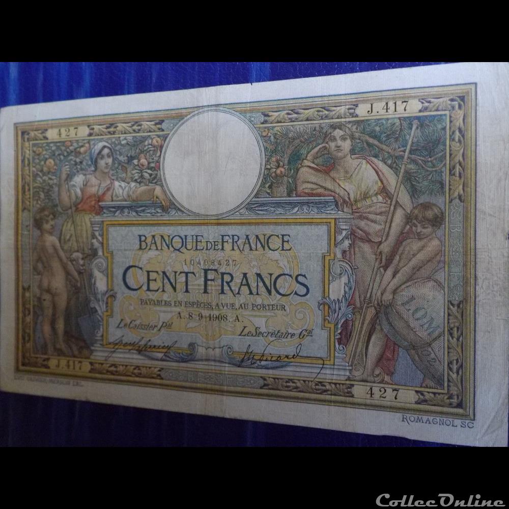 08-09-1908 -- J.417 427 billet france banque de xxe 08 09 1908 j 417 427