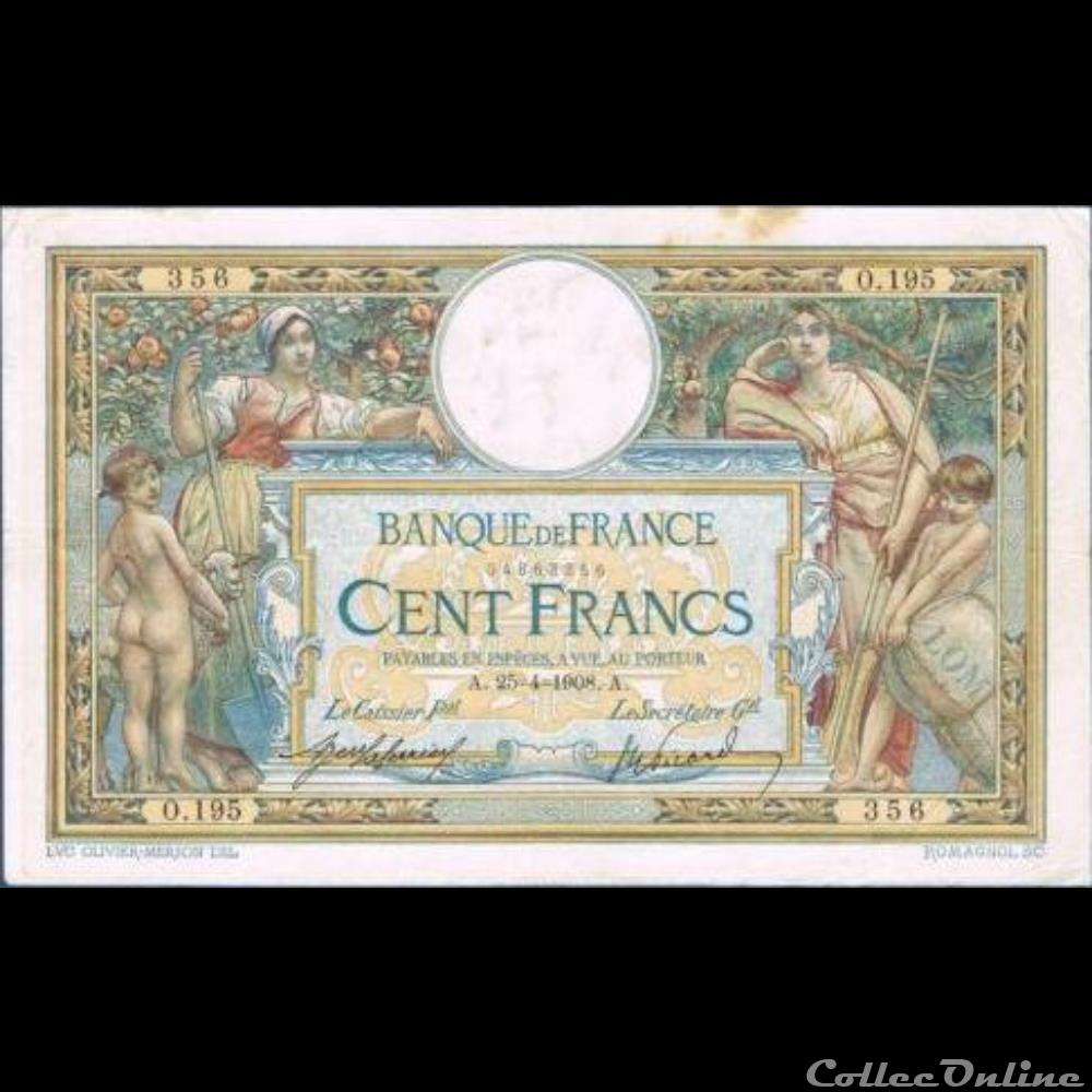 25-04-1908 -- O.195 356 billet france banque de xxe 25 04 1908 o 195 356